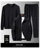 Traje Deportivo de Tres Piezas para Hombre Tallas Grandes Transfronterizo Primavera y Otoño Chaqueta de Cuello Alto + Sudadera + Pantalones Largos Ropa para Hombre de Comercio Exterior al por Mayor