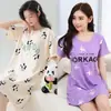 Camisola de verão feminina de manga curta, estilo coreano, plus size, solta e fofa, comprimento médio, pode ser usada fora de casa, pijama casual, roupa de casa