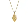 Tendencia en Tiktok Hoja de Oro Acero de Titanio Nicho Versátil Moda Gama Alta Hoja Collar con Colgante Estilo Chanel Clavícula