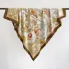 Design estilo coreano, estampa de desenho animado, lenço quadrado grande, lenço de sarja de seda artificial, moderno e versátil para mulheres, pode ser usado como xale ou amarrado na cintura