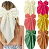 Pinza para el pelo grande de clip de resorte con lazo de satén popular transfronterizo, pasador de color sólido para mujeres, accesorios para el cabello