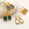 Aretes Retro Franceses, de Alta Gama y No Descoloridos, Aretes de Acero de Titanio con Piedra Hao para Niñas, Elegantes Europeos y Americanos, Aretes Europeos y Americanos Personalizados
