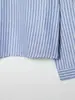 2026 Verano Nueva Ropa Femenina Transfronteriza Moda Estilo Europeo y Americano Casual Camisa de Manga Larga con Corbata a Rayas Azules