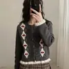 Cardigan Suéter Tricô Retro com Laço Feminino 2026 Outono/Inverno Novo Estilo Emagrecedor Versátil Super Bonito Top de Manga Longa
