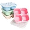 Paja de Trigo Compartimento Lonchera para Snacks Plato de Snacks de Cuatro Compartimentos Caja para Frutos Secos Plato de Cena para Niños Lonchera para Conservar la Frescura