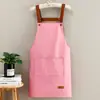 Avental de Cozinha Impermeável com Logo Estampado, Avental Doméstico à Prova de Óleo para Mulheres, Trabalho em Catering, Bolso Grande para Celular