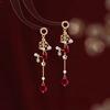 Atmosfera de Ano Novo Brincos Vermelhos ~ Brincos de Flores Sino de Vento Flocado Estilo Ocidental Brincos de Borla Casamento de Ano Novo Brincos de Alto Nível