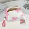 Neceser de peluche de gran capacidad con estampado de leopardo para niña, neceser de viaje, portátil, pequeño, para llevar en la mano