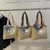 Bolso de Paja Tejida para Playa 2025 Nuevo de Moda Bolso de Hombro Gran Capacidad Vacaciones en la Costa Bolso Tote Tejido a Mano