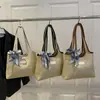 Bolsa Tote de Gran Capacidad para Comercio Exterior, Bolso de Hombro Tejido de Paja, Bolso de Mano Estilo Ins Chica del Bosque, Bolso de Hombro Moderno y de Moda
