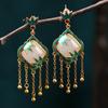 Director de Fábrica Recomienda Caliente Moda Nacional Hanfu Disfraces Antiguos Hoja de Arce Nicho Imitación Jade Hetian Pendientes Pendientes de Borla Sentido Avanzado