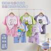 7A Ropa de Casa Antibacteriana de Tencel para Niños Dibujos Animados Lindo Niños Medianos y Grandes Verano Manga Corta Pantalones Cortos Traje de Pijama para Niños