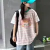 Camiseta Base Listrada para Meninas Verão 2026 Novo Estilo Coreano Algodão Soltinho para Crianças e Adolescentes Top Moderno