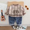 Ropa para Niños Ropa de Otoño para Niños Traje 2025 Nuevo Estilo Primavera y Otoño para Niños Uniforme de Béisbol con Mangas Largas Forma de B Conjunto de Tres Piezas Moderno
