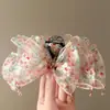 Presilha de Cabelo Floral com Laço de Organza de Íris Florais Acessório de Cabelo de Viagem para Realçar o Volume para Mulheres Nova Coleção Primavera/Verão 2025