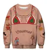Navidad 2024 al por mayor talla grande para hombre y mujer cuello redondo suelto jersey suéter de impresión digital para mujer top europeo y americano