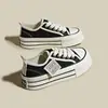 Zapatos de Lona Blancos con Plataforma y Suela Gruesa para Mujer, de Encaje, Transpirables, Suela Suave, para Primavera/Otoño 2026