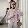 Cardigan de Punto Holgado Estilo Coreano para Primavera y Otoño, Costillado de Alta Calidad, Doble Cremallera, Color Sólido, Cuello Redondo, Suéter Abrigo Vintage