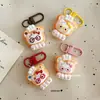Chaveiro Pingente Gato Óculos de Torrada 3D Desenho Animado Acessório Decorativo para Bolsa Feminina Fofa Presente para Melhores Amigos