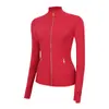 Jaqueta LU com gola alta e zíper dourado, casaco esportivo de manga longa, top de alta elasticidade slim-fit para corrida, fitness e yoga para mulheres