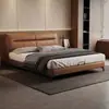Cama de Lujo Ligero Estilo Italiano de Piel Genuina Modelo Nuevo 2026 Minimalista Moderno Doble de 1.8m para Dormitorio Principal Almacenamiento Grande de Alta Gama Cama de Boda