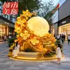 Adereços de decoração para shopping center do Festival do Meio Outono, coelho de jade luminoso e ornamentos de lua, feitos sob medida pela fábrica de origem para sessões de fotos em shopping center