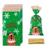 Bolsa de Embalaje para Dulces Navideños Transfronteriza Bolsa de Regalo de Santa Claus Copo de Nieve Bolsillo Plano OPP para Empaque de Galletas