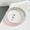 Venta directa del fabricante: Pulsera Plana de Ojo de Gato Color Macarrón de Primavera Hielo-Claro, Mitad Rosa, Mitad Azul-Verde, Fresco Set de Regalo en Caja