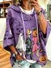 Sudadera con Capucha de Manga Tres Cuartos para Mujer 2026 con Estampado Digital 3D de Calabaza de Halloween Sudadera para Mujer
