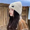 Gorro de Punto de Felpa con Bordado de Gato Lindo para Mujer Otoño Invierno Nuevo Cálido Protección para Orejas Super Versátil Cortavientos Gorro de Lana