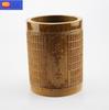 Shidong St1029 Porta-canetas Antigo de Bambu Porta-canetas Redondo Porta-canetas de Bambu Gravado Clássico de Três Caracteres Qike