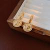 Pendientes Redondos Geométricos con Cabeza de León Incrustada de Diamantes Estilo Retro, Pendientes de Moda Franceses de Nicho de Gama Alta para Mujer