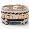 Nuevo brazalete de cuatro piezas de moda personalizada retro europea y americana con letras de logro Joyería de piel de vaca transfronteriza de AliExpress