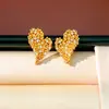 Pendientes de Plata con Baño de Oro Real de 18K, Aguja de Plata, Circonita, Forma de Corazón, Pendientes Sencillos y Únicos de Nicho, Pendientes de Lujo Ligero de Alta Gama para Mujer