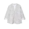 Venta al por mayor de Ropa para Mujer Transfronteriza 2025 Nueva Moda Otoñal Estilo Elegante Intelectual Camisa de Lunares con Mangas Enrollables