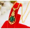 Colar de gota de água verde de areia vietnamita Pingente de trevo de quatro folhas Corrente de clavícula de pavão Corrente feminina elegante e versátil
