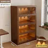 Librería a prueba de polvo de madera maciza, montada en la pared, color nogal, armario de almacenamiento, estantería de pie, estantería para el hogar