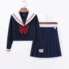 Comercio exterior transfronterizo, conjunto de uniforme JK rojo con falda corta, de manga larga, estilo japonés, diseño básico clásico, adecuado para primavera y otoño