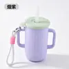 Taza de agua de silicona creativa, vaso con popote, vaso para beber directamente, asa portátil, vaso de silicona con doble asa, vaso de agua para niños, vaso para aprender a beber