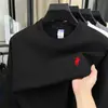 Sudadera de algodón puro para hombre con cuello redondo, nueva moda casual otoño 2026, logo de poni bordado, sudadera para hombre de color liso como capa base