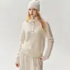 Estilo de lujo ligero con media botonadura~Suéter de cachemira para mujer de otoño e invierno, cuello alto, suave y único, top de lana retro y relajado
