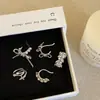 Diseño Estrella Lazo Perla Circonita Clip para Oreja Femenino Elegante Nicho Exquisito Pendientes Versátiles sin Pendientes Pendientes