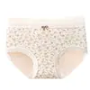 Calcinhas femininas de algodão para o verão, que abraçam o quadril, com estampa floral jacquard, forro 100% algodão, confortáveis e amigáveis à pele, cintura média, calcinha sexy com acabamento em renda