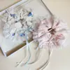 Estilo Coreano Dulce Nuevo Borde de Encaje Lazo de Cinta Rosa Floral Tela Floral Lazo para el Pelo de Intestino Grueso Adorno para Cola de Caballo Alta de Mujer