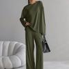 Conjunto de Pijama de Dos Piezas de Punto Holgado y Suave Imitación Modal de Manga Larga y Pantalón Largo para Otoño e Invierno 2026 Venta al por Mayor Ropa de Casa Europea y Americana