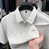 Camisa Polo Estampada Popular de Manga Curta, Novo Estilo de Verão para Homens, Camiseta Masculina Elástica e Respirável, Casual de Negócios com Gola Polo, Dropshipping