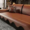 Cojín de sofá lavable de cuero sintético de verano, antiarañazos de gato, impermeable, estilo de lujo ligero, funda de asiento antideslizante para sofá de sala de estar para todas las estaciones de verano