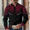Europa y Estados Unidos transfronterizo súper ventas simple para hombre camisa de manga larga con solapa cárdigan de un solo botón estampado digital 3D prenda exterior superior