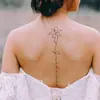 Pegatina de Tatuaje Línea de Espina de Lirio, Impermeable y de Larga Duración, Tatuaje Realista de Alta Gama para la Espalda de Mujer