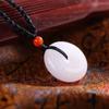 Colar com Pingente de Jade Branco Hetian de Xinjiang Natural Cor de Gordura de Ovelha Fivela de Segurança Pingente de Jade Pingente de Jade Presente para Homens e Mulheres